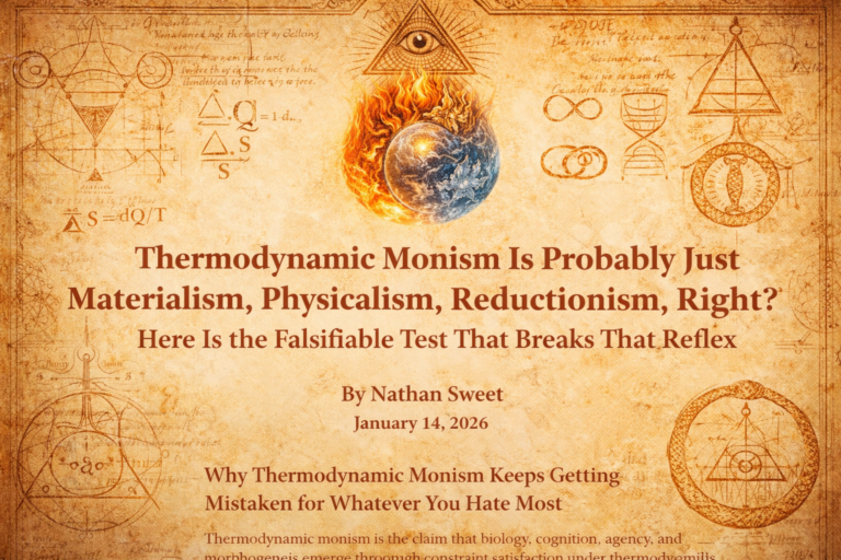 Thermodynamic Monism Is Probably Just Materialism, Physicalism, Reductionism, Right? Here Is the Falsifiable Test That Breaks That Reflex