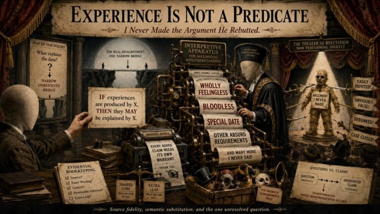 Matthew Segall’s ‘Experience Is Not a Predicate’: I Never Made the Argument He Rebutted. My Question Remains Unanswered.